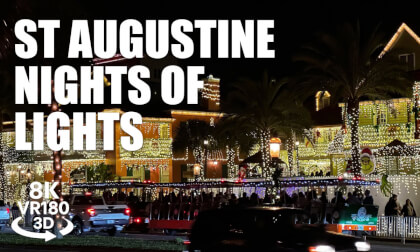 Saint Augustine Nights of Lights VR180 8K 3D | Historic Old City Christmas Walk | VR视频 8K 3D動画 VR旅行