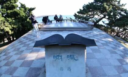VR180 The scenery of Lu Xun Park in Qingdao, China and the Chinese writer Lu Xun.青岛鲁迅公园风光