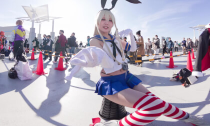 KanColle Shimakaze cosplay slide show at comiket 2025 winter