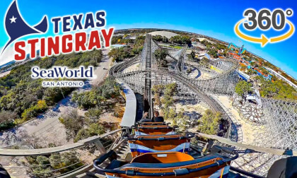 VR 360 Texas Stingray Roller Coaster On Ride Back Row POV SeaWorld San Antonio 2024 12 19