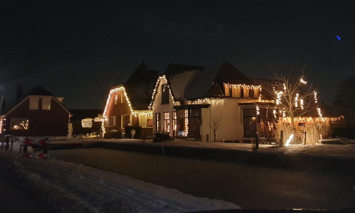 Snowy drive in the night