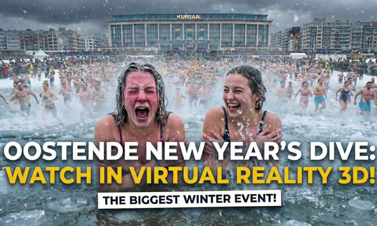 Cold New Years Dive into the North Sea in Ostend Belgium 2026 - VR180 3D 8K