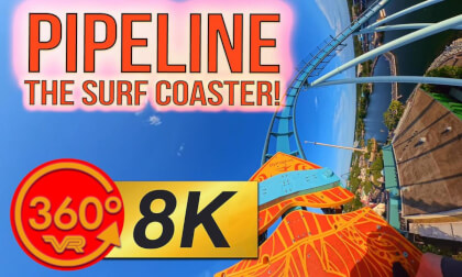 Pipeline: The Surf Coaster 8K 360° VR POV Front! | SeaWorld Orlando