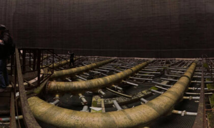 Inside the cooling tower