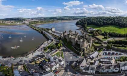 Conwy - the castle, harbour and town wall, North Wales, UK