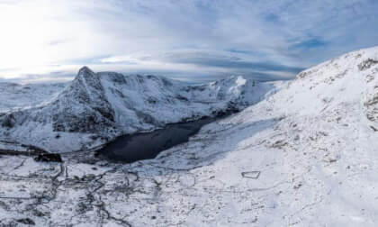 Snow in the Ogwen valley, North Wales, UK
