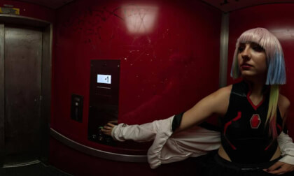 cyberpunk elevator girl