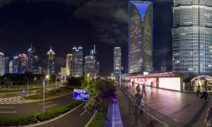 Shanghai evening - on the skywalk