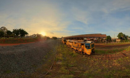 Industrial Heritage & Yellow Locomotive at Dusk  8K VR 360° Photo