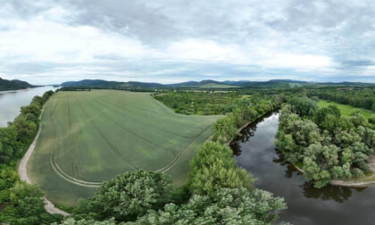 The confluence of the Danube and Ipeľ rivers