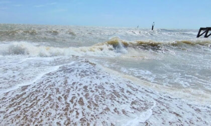 Waves breaking on the Shore Landguard Felixstowe