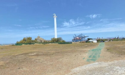 Landguard Nature Reserve overlooking Felixstowe Docks