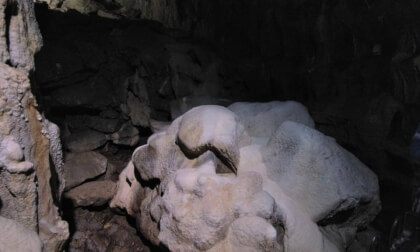 Deep in Pooles Cavern Crystal rock formations.