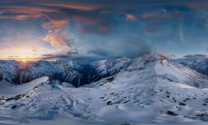Standing On A Peak In A Snow Capped Mountain Range 3D 360