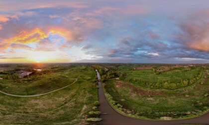 Sunset Over Disused Golf Course Near Chester 3D 360