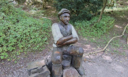 Carving in Grinlow Woods Buxton from an angle