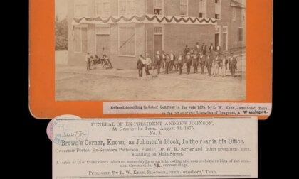 August 3 1875: Andrew Johnson's Office Block, decorated for his funeral