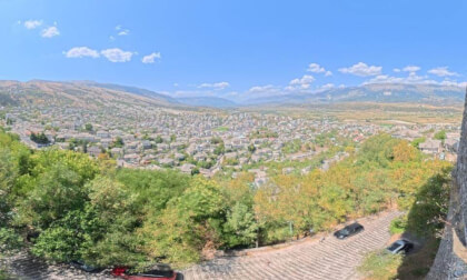 View out of the window of Gjirokastër Castle, Albania