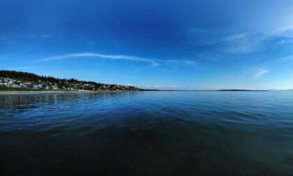 Flying over the ocean in White Rock