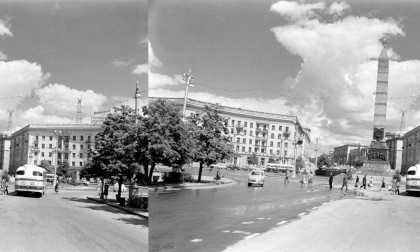 Minsk, Belarus. Old photo of Victory Square.
