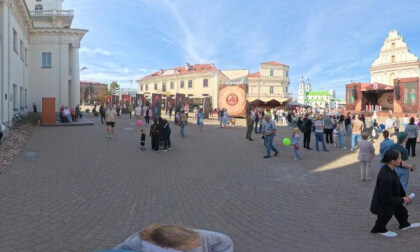 Minsk, Belarus. Sunday celebration on Freedom Square.