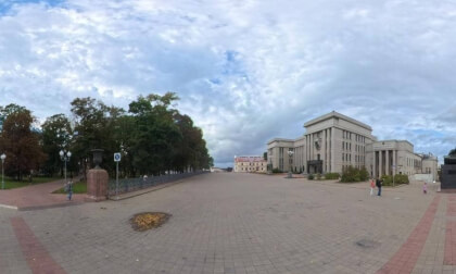 Minsk, Belarus. Panorama of the "Tank Monument"