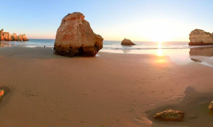 Sunset on Praia dos três irmãos Portimão, Portugal