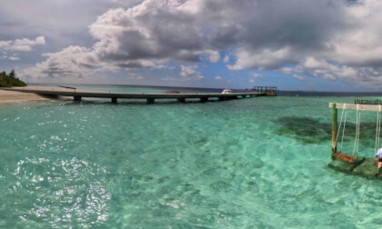 Water swing at Hurawalhi Resort, Maldives