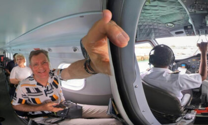 In the cockpit of an airplane in the Maldives