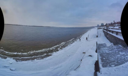 Snowfall embankment city (4)