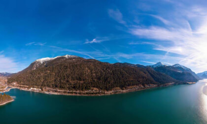View of Lake Achensee and the village of Achenkirch - Tyrol, Austria.