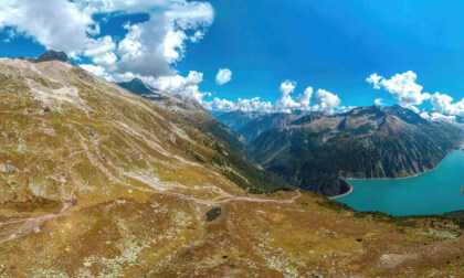 View of the Schlegeis Stausee in the nature park - Zillertal Alps.