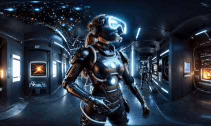 Female Astronaut in a Swimming Suit for Space