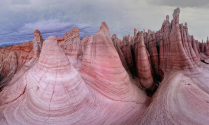 Sharp Rocks Rising Out Of Desert Sands In Extreme Environment