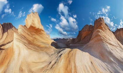 Extreme Rocky Canyon With Sandstone Rock In Desert