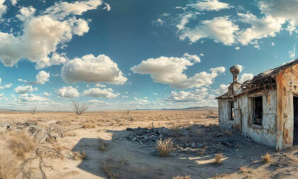 Abandoned Building In Isolated Desert Location