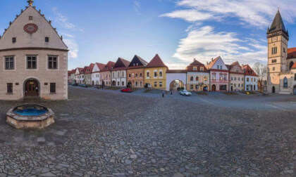 Historical square in the city of Bardejov in Slovakia