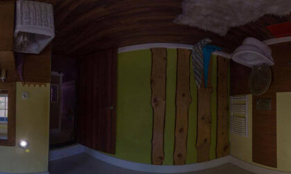 House upside down (interior) in Terfens/Tyrol, Austria.