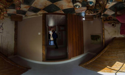 House upside down (interior) in Terfens/Tyrol, Austria.