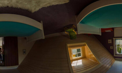 House upside down (interior) in Terfens/Tyrol, Austria.