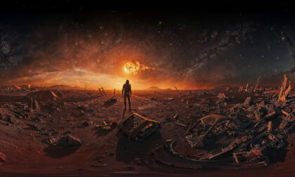 Asteroid Crashes To Earth In Post Apocalyptic Desert Landscape