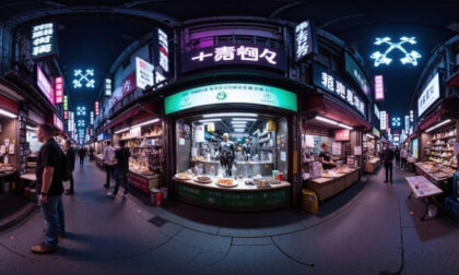 🌃 Neon Bazaars | 3D 360° Cyberpunk Street Market