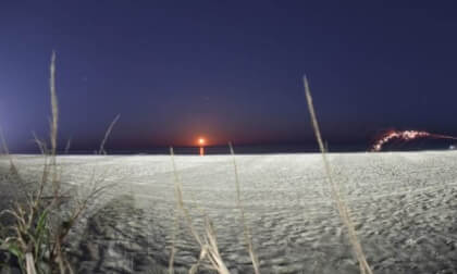 Beach Moonrise + Firework