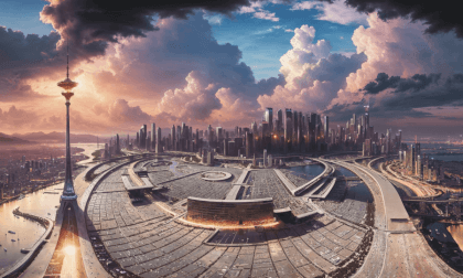 Futuristic Cityscape With Skyscrapers And Towers