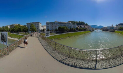Marco Feingold Steg (Marko Feingold Bridge) in Salzburg, Austria.