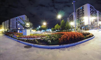 At night