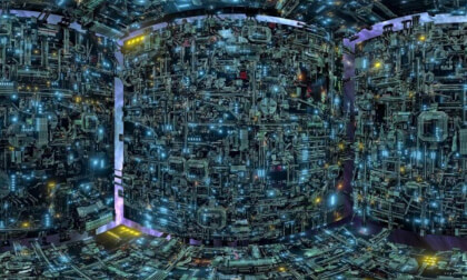 Inside of a Borg cube in space - created with Blender - NO AI