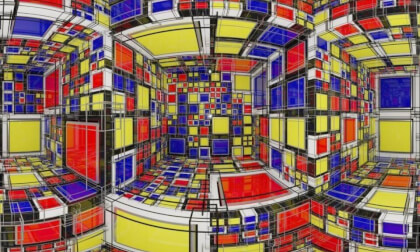 Inside of a Mondrian structure - generated in Blender - NO AI