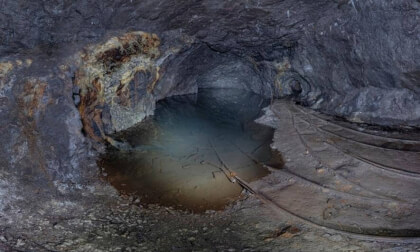 Inside of an abandoned manganese mine in North Wales, UK