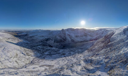 Snow and ice in the Ogwen valley, North Wales, UK
